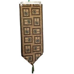 Vintage Beautiful Set of Two Table Runner Woven Print Palm Trees 69”-13”